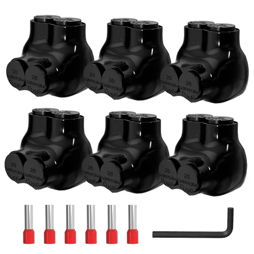 Miniatura 12 de Joinfworld Conector de múltiples derivaciones aislado de 2 puertos, conectores de cable de aluminio a cobre, 4-14AWG de entrada de un solo lado