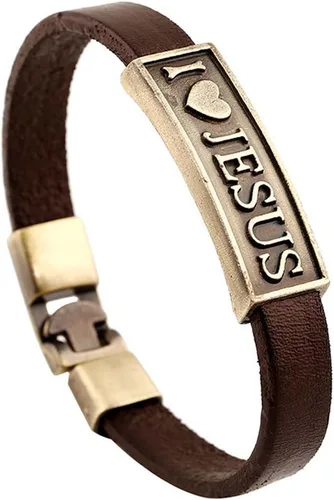 Miniatura 6 de Hamoery Pulsera de cuero de aleación punk para hombre, pulsera cruzada