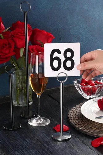 Miniatura 7 de New Star Foodservice 23305 - Soporte para números de mesa con clip de anillo/soporte para números/soporte para tarjetas, 18 pulgadas, juego de 12