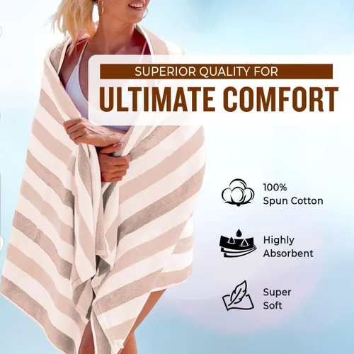 Miniatura 3 de Toallas de playa personalizadas Passion para adultos - Toallas de piscina personalizadas con nombre - Algodón altamente absorbente - Diseño a rayas