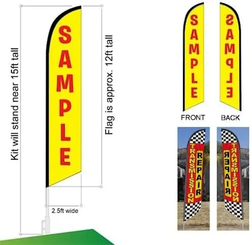 Miniatura 3 de Cartel de bandera de Swooper de la publicidad del cuerpo del automóvil de la caja de la transmisión con el kit del poste de la bandera y la estaca