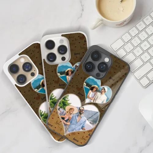 Miniatura 7 de Fundas de teléfono personalizadas con corazones estéticos con 2 imágenes, collage de cuadros, regalos a juego para parejas para iPhone 11 12 13 14