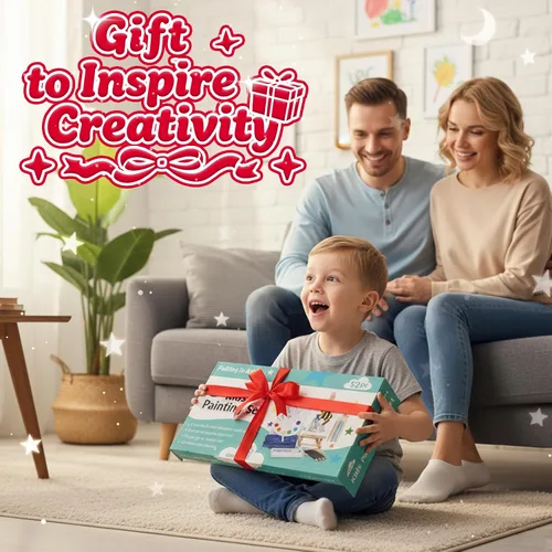 Miniatura 3 de Falling in Art Juego de pintura para niños con caballete de mesa, kit de inicio de pintura acrílica con bata de arte, pinturas acrílicas, lápices