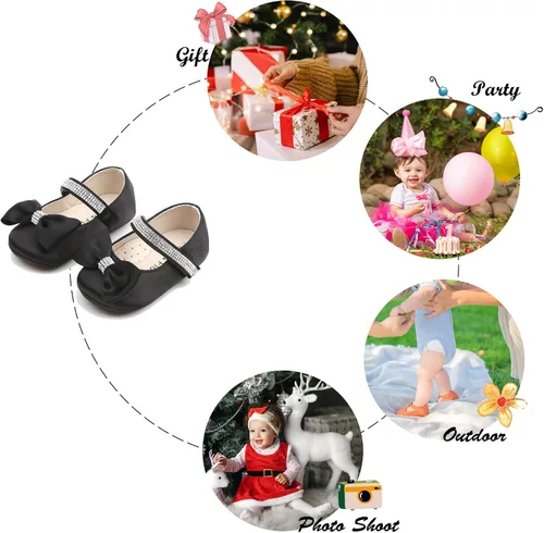 Miniatura 138 de Felix & Flora Zapatos de bebé de suela suave - Zapatos de bebé para caminar, mocasines, suela de goma, zapatos de cuna