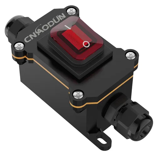 Miniatura 8 de Interruptor de línea impermeable, CNAODUN 12V DC 20A interruptor de palanca de encendido/apagado con botón basculante de luz verde DPST doble salida