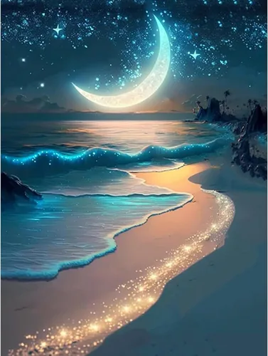 Miniatura 8 de SENQAO Kits de arte de diamantes de coche para adultos, kits de arte de diamantes de coco 5D, pintura de paisaje de puesta de sol, taladro completo