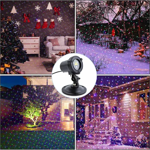 Miniatura 6 de Luces láser de Navidad, proyector de luces láser para jardín al aire libre, estrellas en movimiento de 3 colores rojo verde azul, resistentes al