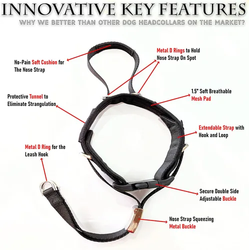 Miniatura 3 de PetsProMax - Collar de cabeza de perro sin tirones para perros pequeños; parada instantánea; collar de entrenamiento suave para perros; solución