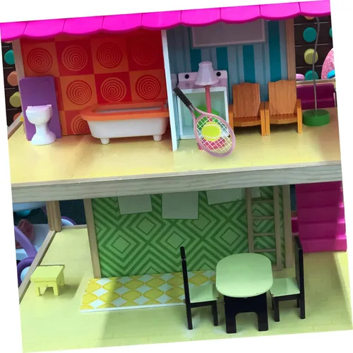 Miniatura 6 de Miniatures 3 juegos de mini raqueta de tenis, accesorios para casa de muñecas 1:12, mini raqueta de tenis deportiva y juego de pelota para mini casa