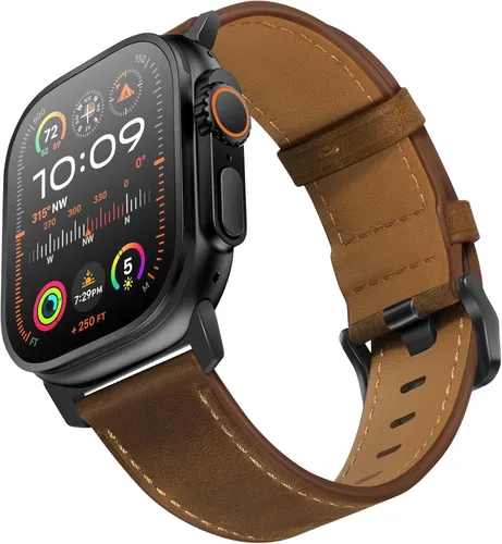 Miniatura 31 de UUPWPOKT - Correa de cuero compatible con Apple Watch Ultra 3/2/1 de 49/46/45/44/42 mm, correa de cuero genuino para iWatch Ultra Series 11 10 9 8 7