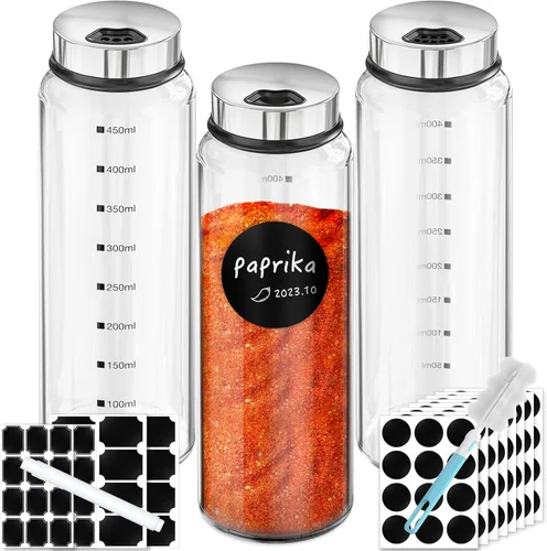 Miniatura 13 de Segarty Tarros de especias con tapas cocteleras, paquete de 6 botellas de vidrio de 4 onzas con tapa de acero inoxidable, recipientes de vidrio