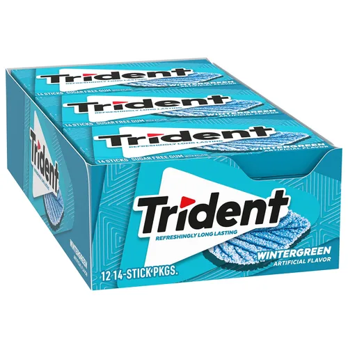 Miniatura 9 de Trident Goma de mascar Wintergreen sin azúcar, 12 paquetes de 14 piezas (168 piezas en total)
