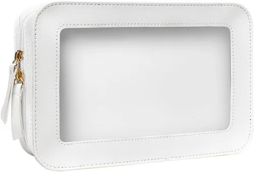 Miniatura 12 de Paquete de 2 bolsas de maquillaje transparentes para viaje, neceser aprobado por la TSA con cremallera, pequeñas bolsas de maquillaje para mujeres