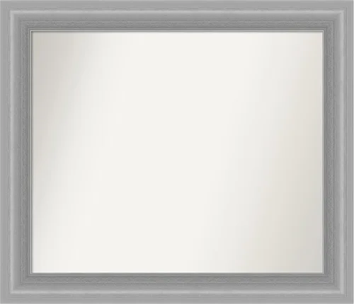 Miniatura 211 de Amanti Art Espejo de baño plateado para sobre el fregadero, 24 x 24 pulgadas, espejo cuadrado de peltre forjado a medida, marco de madera casual