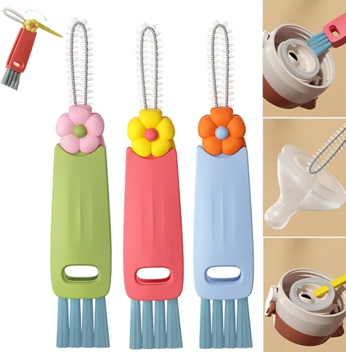 Cepillo de Limpieza de Tapa de Taza 3 en 1, Cepillo Multifuncional de Limpieza de Hendiduras 2025 para Espacios Estrechos de Brechas de Botellas y