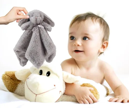 Miniatura 8 de CREVENT Mantas de bebé suaves y acogedoras para niños y niñas + manta de seguridad, juego con una bolsa de regalo esenciales para recién nacidos Gris