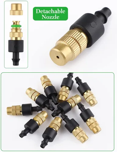 Miniatura 6 de Boquilla atomizadora de cobre ajustable, rociador de riego por goteo Kalolary de 4/0.276 in, micro aspersor atomizador de jardín, equipo de riego