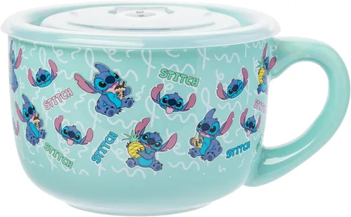 Miniatura 14 de Silver Buffalo Peanuts Snoopy and Woodstock Did Someone Say Food - Taza de cerámica para sopa con tapa de plástico ventilada, 24 onzas Maní