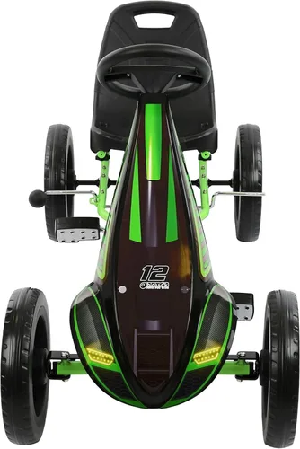 Miniatura 8 de Hauck Cyclone Junior Racing Go Kart con llantas de 12 pulgadas, pedales estilo carrera y freno de 8 bolas, verde lima - Juguete de paseo para niños