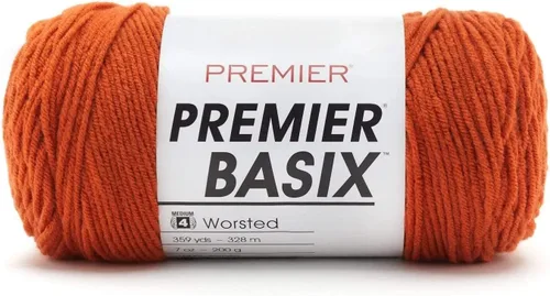 Miniatura 2 de Premier Yarns Basix, hilo de estambre sólido, hecho de acrílico, hilo ideal para ganchillo y tejer, Pecan, 359 yardas 1115-35 Pecan