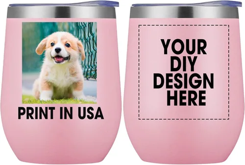 Miniatura 9 de Vaso de vino personalizado con impresión en Estados Unidos, taza de café personalizada de viaje de acero inoxidable con tapa y pajita, taza aislada