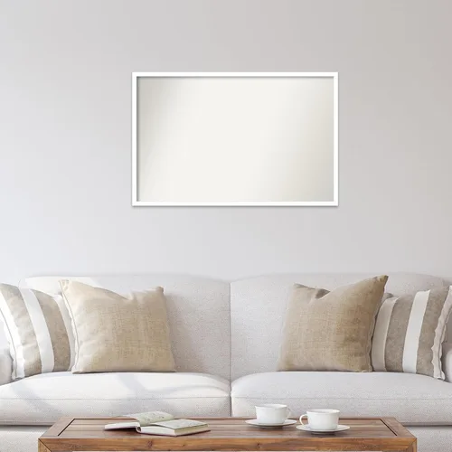 Miniatura 866 de Amanti Art Espejo de baño blanco para sobre el fregadero, 32 x 45 pulgadas, espejo de tocador rectangular blanco esbelto, marco de madera moderno