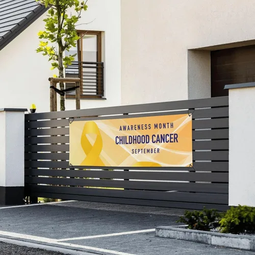 Miniatura 6 de Cartel del mes de concientización sobre el cáncer infantil de 24 x 71 pulgadas, decoraciones para porche, patio, tapiz de fondo, suministros de Negro