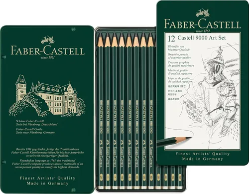 Miniatura 2 de Faber-Castell 9000 Set de lápices de bocetos, de grafito, artísticos, 8B - 2H, 12