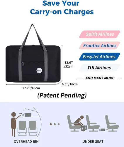 Miniatura 3 de WANDF Bolsa de viaje para artículos personales de Spirit Airlines de 18 x 14 x 8 pulgadas, bolsa de viaje debajo del asiento, equipaje de mano