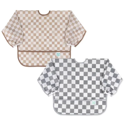 Miniatura 12 de Bumkins Babero con mangas para bebé, babero para niños pequeños, smock, tela impermeable, se adapta a edades de 6 a 24 meses, acuarela Acuarela E6