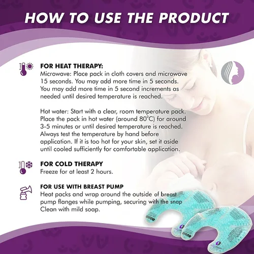 Miniatura 4 de Kit básico de lactancia materna: almohadillas de lactancia de gel para terapia de senos fríos y calientes + almohadillas de lactancia orgánicas