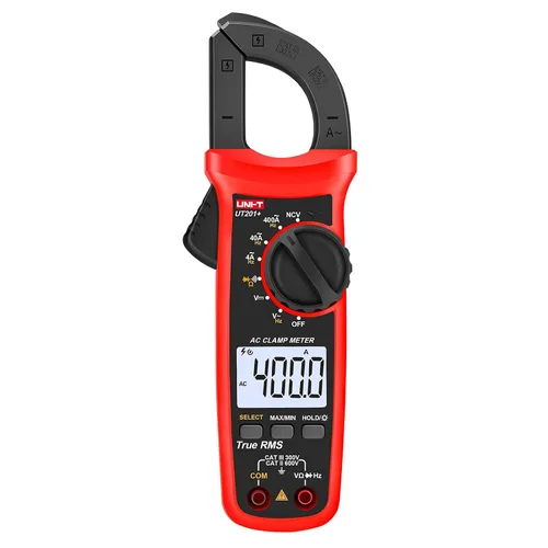 Miniatura 2 de UNI-T Abrazadera digital UT201+, corriente CA True RMS HVAC Volt Amp Ohm medidor abrazadera en multímetro, rango automático 4,000 cuentas NCV AC DC