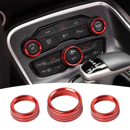 Miniatura 9 de Anillo de Ajuste de Perilla de Interruptor de Volumen de AC Compatible con Dodge Charger 2011+/Challenger 2015+/RAM 2012-2017/Durango Rosa