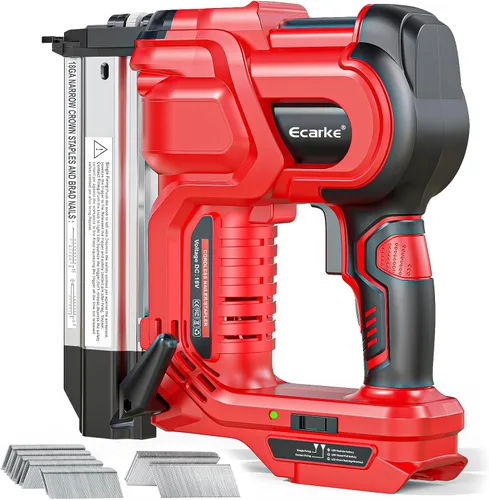 Miniatura 10 de Ecarke Clavadora inalámbrica 2 en 1 compatible con batería DeWalt de 20 V, pistola de clavos de calibre 18 de 5/8 a 1-1/4 pulgadas con 2000 nials