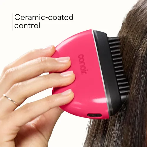 Miniatura 4 de Conair - Cepillo de alisado iónico de cerámica, cepillo portátil para control de encrespamiento, cepillo de peinado para brillo, 2 ajustes de calor