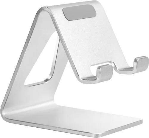 Miniatura 8 de Aoviho Soporte de teléfono celular para escritorio, soporte de teléfono de aluminio para iPhone 17 16 15 Pro Max, Samsung Galaxy, accesorios de Negro