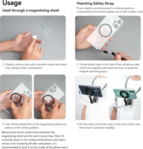 Miniatura 7 de TELESIN Montura Magnética para Cuello para Teléfonos, Soporte para Teléfono Celular Colgante en el Cuello POV/Vlog Selfie Collar Manos Libres Correa