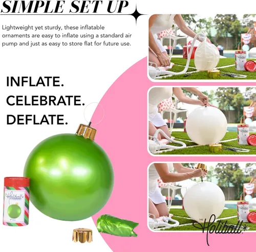 Miniatura 6 de Ornamento Navideño Inflable Holiball – Decoración Definitiva para Interior/Exterior – Reutilizable y Fácil de Almacenar – para Bodas, Fiestas, Plata