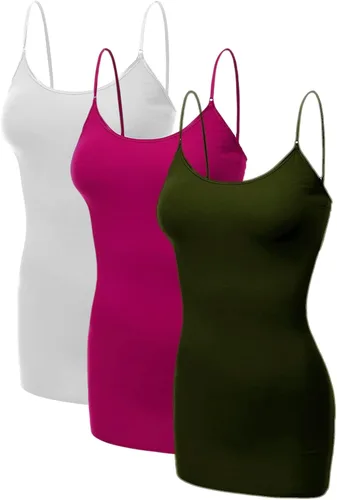 Miniatura 232 de Emmalise Camisola larga casual básica para mujer, con tirantes ajustables, top en capas