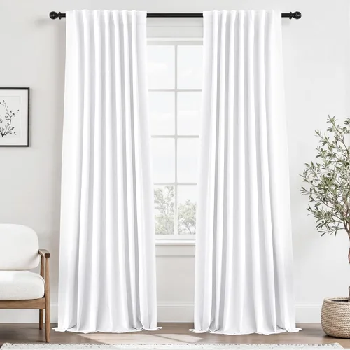 Miniatura 83 de UHITECH Cortinas cortas de lino de 24 pulgadas de largo para ventanas pequeñas de granja, cortinas opacas modernas para sala de estar, pestañas