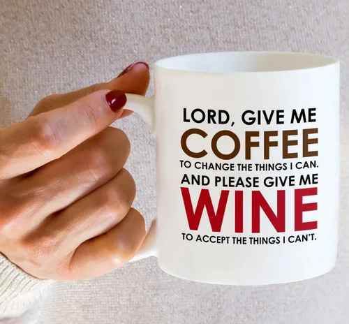 Miniatura 5 de Retreez Taza divertida – Lord, Give Me Coffee and Please Give Me Wine - Tazas de café de cerámica de 11 onzas – Divertido, sarcasmo, sarcástico