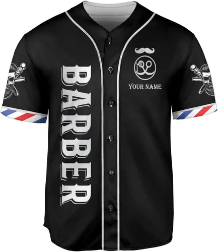 Miniatura 2 de Camiseta de béisbol de peluquería personalizada, peluquería béisbol Jersey Barber, herramientas de sombrero de peluquero para hombre de peluquero