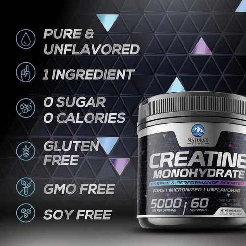 Miniatura 6 de Monohidrato de creatina, 5000 mg por porción, suplemento de creatina micronizada pura en polvo para hombres y mujeres, sin sabor, la creatina