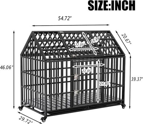 Miniatura 2 de Jaula para perros de alta resistencia, corralito de metal grande y fuerte para perros grandes y medianos con cuatro cerraduras resistentes y cuatro