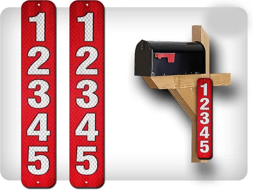 Miniatura 18 de Curb N Sign - Placas de números para buzón – 3 x 10 pulgadas hechas de aluminio reflectante de alta calidad – Números de buzón súper reflectantes