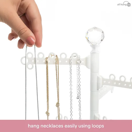 Miniatura 6 de All Hung Up Organizador de joyas de pared de 12 niveles de 17 pulgadas, tiras de comando incluidas para colgar fácilmente, organizador de aretes