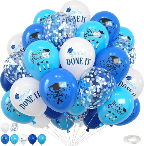 Miniatura 8 de Globos de látex azul marino, azul oscuro, verde y blanco, 12 pulgadas, con cinta para cumpleaños, baby shower, safari en la selva, decoraciones