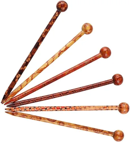 Miniatura 6 de 6 palillos de madera para el cabello, palillos japoneses para el cabello para mujer, hechos a mano, 5.1 in