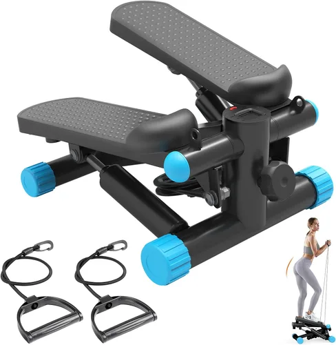 Miniatura 11 de Sweetcrispy Mini Escalones con Bandas de Resistencia para Ejercicio en Casa, Máquina de Ejercicio de Escalón con Giro Portátil para Entrenamiento