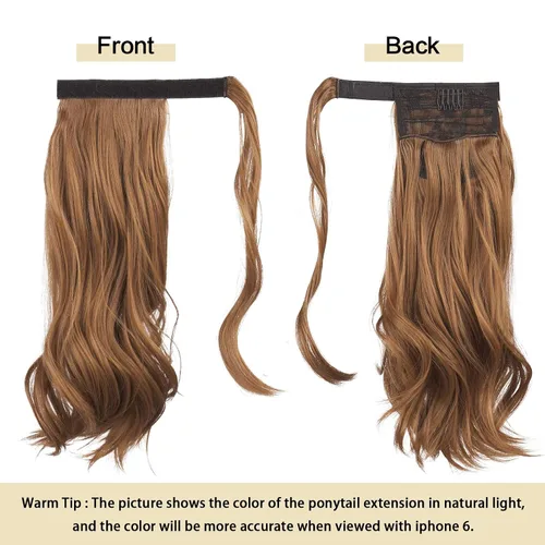 Miniatura 2 de SOFEIYAN - Extensión de cola de caballo rizada de 15 pulgadas, pelo sintético resistente al calor, pieza de cabello ondulada natural, para envolver